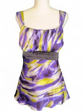 Y2K Purple & lime green Abstract Print Tank Top